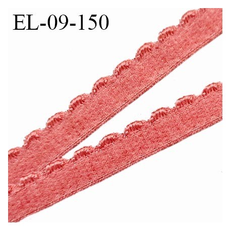 Elastique picot 9 mm lingerie couleur rouge saumon haut de gamme fabriqué en France prix au mètre