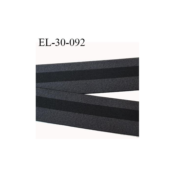 élastique 30 mm spécial lingerie, sport  caleçon  gris et noir grisoeko-tex haut de gamme allongement 190%  prix au mètre