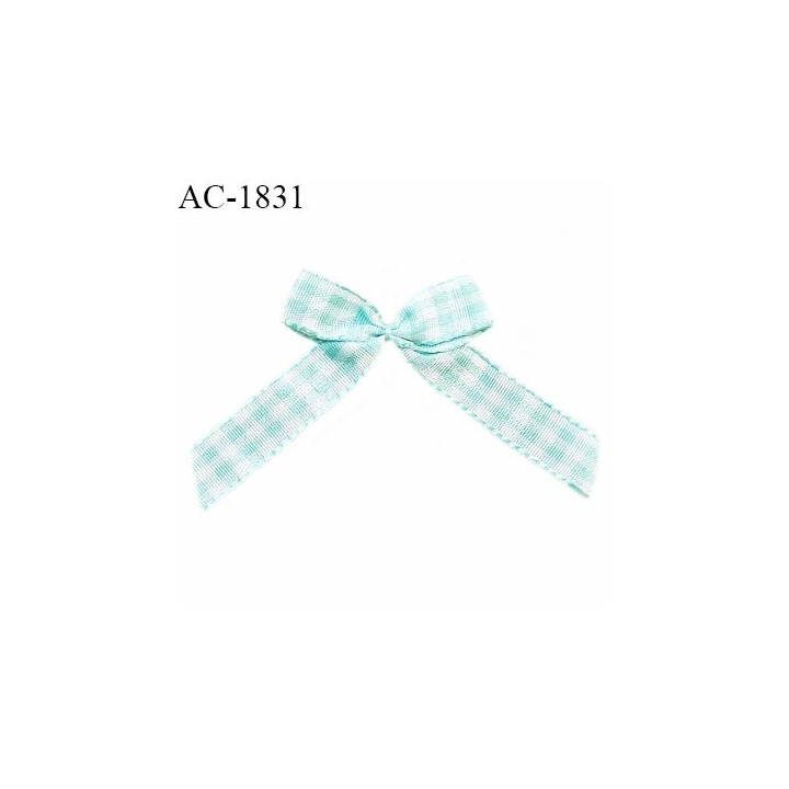 Noeud lingerie vichy couleur vert et blanc haut de gamme largeur 40 mm hauteur 40 mm prix à l'unité