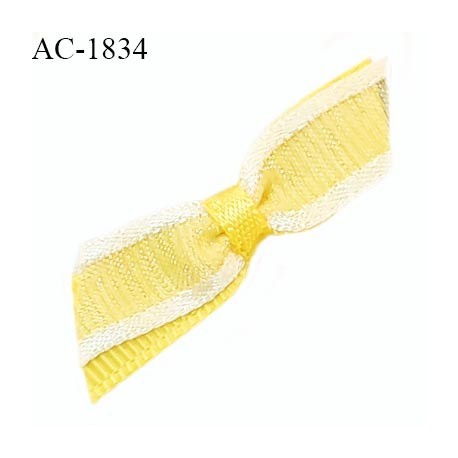 Noeud lingerie haut de gamme couleur jaune et tulle blanc largeur 35 mm hauteur 10 mm prix à l'unité