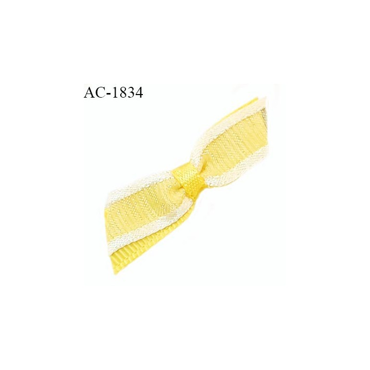 Noeud lingerie haut de gamme couleur jaune et tulle blanc largeur 35 mm hauteur 10 mm prix à l'unité