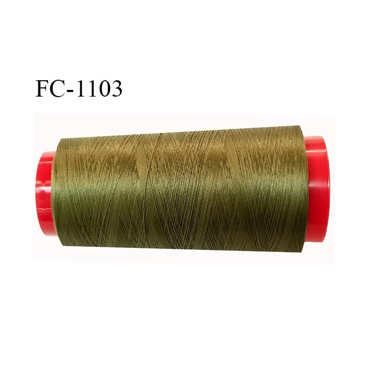 Cone 2000 m fil mousse polyester n°160 couleur vert olive longueur 2000 mètres bobiné en France