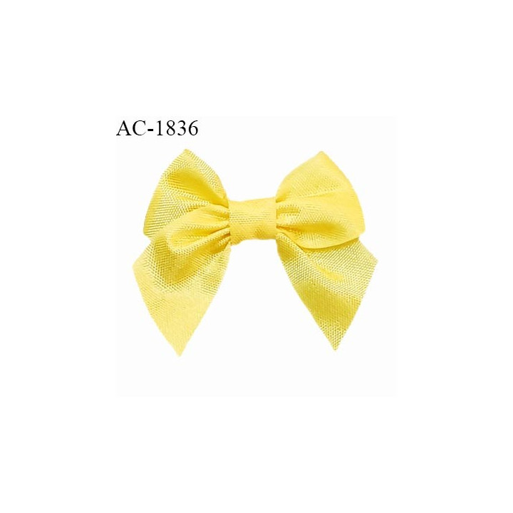 Noeud lingerie satin couleur jaune haut de gamme largeur 35 mm hauteur 30 mm prix à l'unité