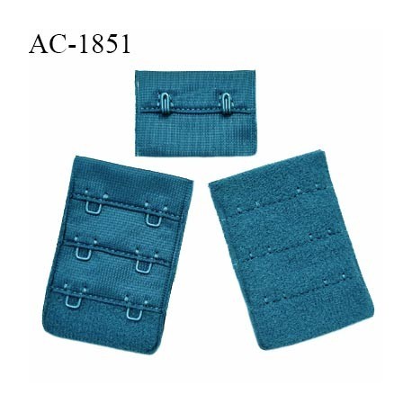 Agrafe 38 mm attache SG haut de gamme couleur bleu paon 3 rangées 2 crochets largeur 38 mm hauteur 57 mm prix à l'unité