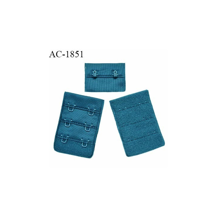 Agrafe 38 mm attache SG haut de gamme couleur bleu paon 3 rangées 2 crochets largeur 38 mm hauteur 57 mm prix à l'unité
