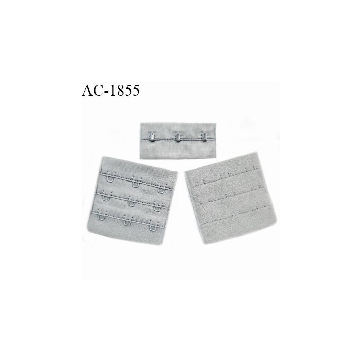 Agrafe 57 mm attache SG haut de gamme couleur gris 3 rangées 3 crochets largeur 57 mm hauteur 58 mm prix à l'unité