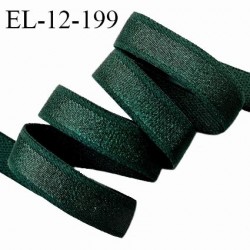 Elastique lingerie 12 mm haut de gamme couleur vert sapin brillant bonne élasticité allongement +80% largeur 12 mm prix au mètre