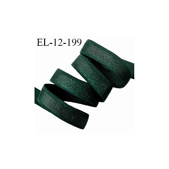 Elastique lingerie 12 mm haut de gamme couleur vert sapin brillant bonne élasticité allongement +80% largeur 12 mm prix au mètre