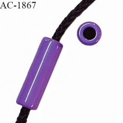 Perle en pvc couleur violet longueur 25 mm largeur 8 mm pour cordon de 3 mm de diamètre prix à l'unité