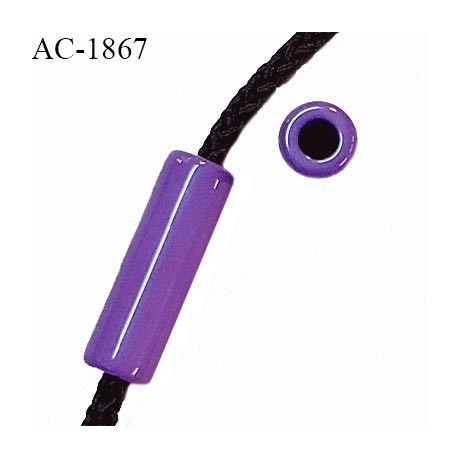 Perle en pvc couleur violet longueur 25 mm largeur 8 mm pour cordon de 3 mm de diamètre prix à l'unité