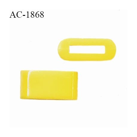 Perle en pvc couleur jaune longueur 19 mm largeur 10 mm pour élastique ou sangle de 10 mm de largeur prix à l'unité