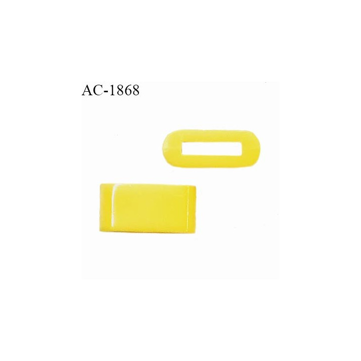 Perle en pvc couleur jaune longueur 19 mm largeur 10 mm pour élastique ou sangle de 10 mm de largeur prix à l'unité