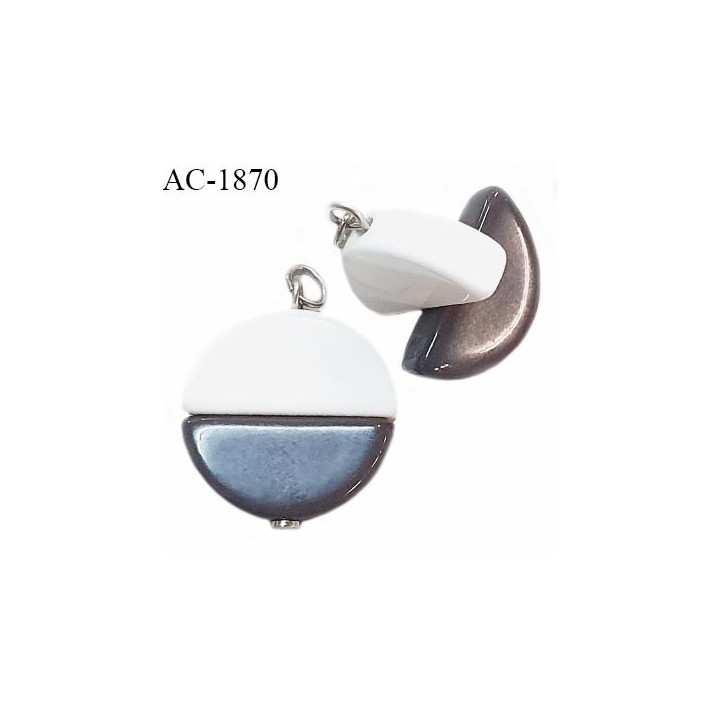 Pendentif décor en pvc couleur naturel et gris diamètre 25 mm prix à la pièce