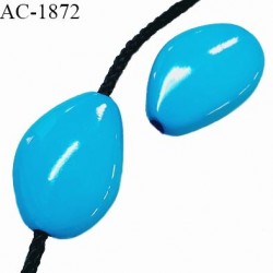 Perle en pvc couleur bleu longueur 38 mm largeur 25 mm pour cordon de 3 mm de diamètre prix à l'unité