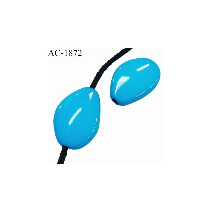Perle en pvc couleur bleu longueur 38 mm largeur 25 mm pour cordon de 3 mm de diamètre prix à l'unité