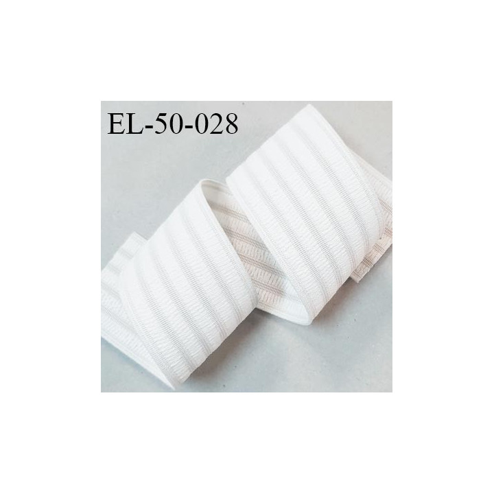 Elastique polygomme 50 mm couleur naturel haut de gamme smock séchage rapide largeur 50 mm allongement +150% prix au mètre