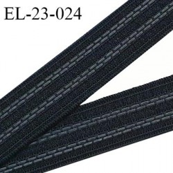Elastique 23 mm couleur noir avec deux petites bandes anti glisse grises élastique épais prix au mètre