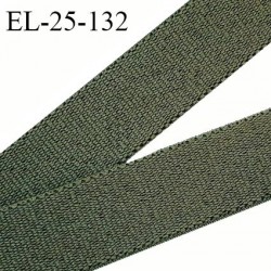 Elastique plat 25 mm couleur vert kaki bonne élasticité allongement +90% largeur 25 mm prix au mètre