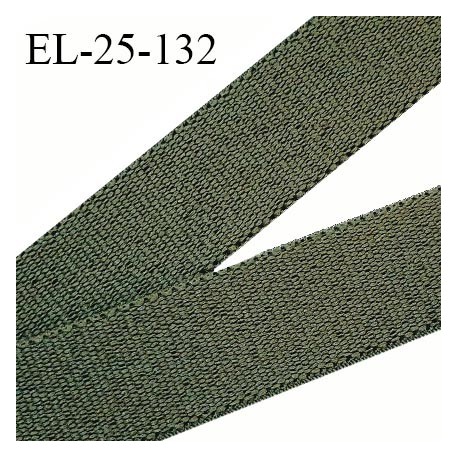 Elastique plat 25 mm couleur vert kaki bonne élasticité allongement +90% largeur 25 mm prix au mètre