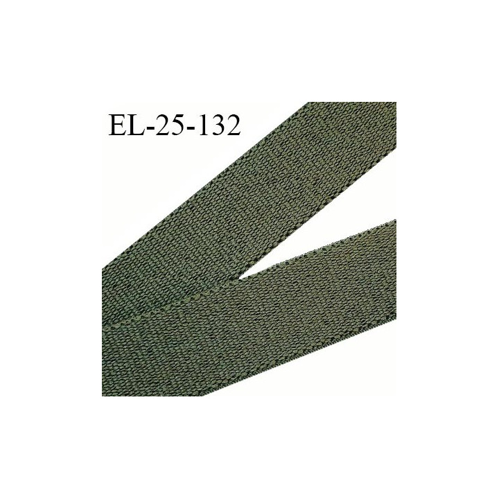 Elastique plat 25 mm couleur vert kaki bonne élasticité allongement +90% largeur 25 mm prix au mètre