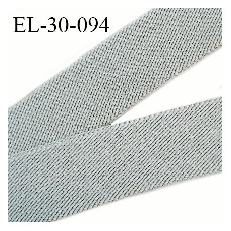 Elastique 30 mm couleur gris bonne élasticité allongement +100% largeur 30 mm prix au mètre