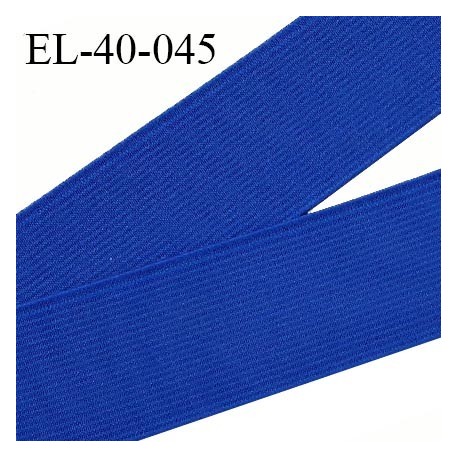 Elastique plat 40 mm couleur bleu roi brodé sur les bords bonne élasticité allongement +140% largeur 40 mm prix au mètre