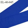 Elastique plat 40 mm couleur bleu roi brodé sur les bords bonne élasticité allongement +140% largeur 40 mm prix au mètre