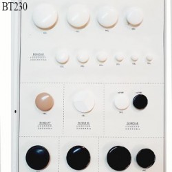 Plaque de 26 boutons couleur noir et blanc diamètre 10 à 37 mm prix pour la plaque entière