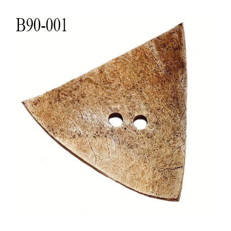 Bouton 90 mm en bois de coco naturel en forme triangulaire largeur 90 mm 2 trous prix à la pièce
