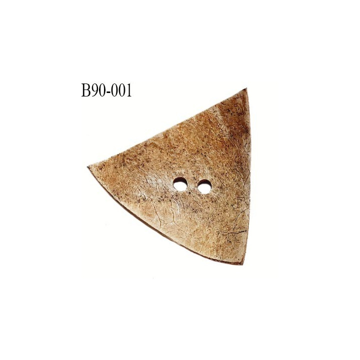 Bouton 70 mm en bois de coco naturel en forme triangulaire largeur 70 mm 2 trous prix à la pièce