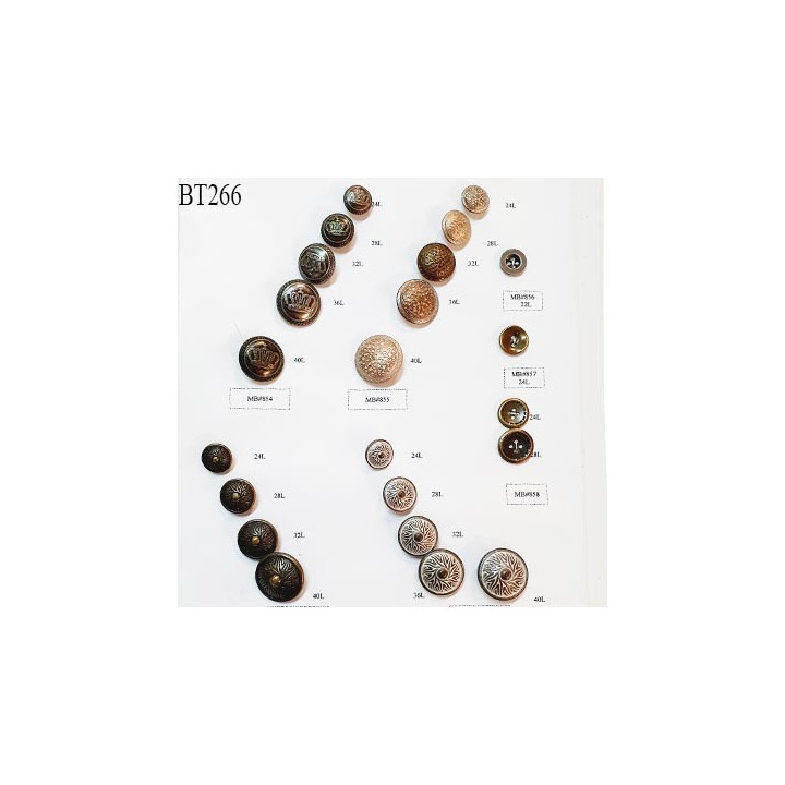 Plaque de 23 boutons en métal couleur laiton et chrome doré diamètre 14 à 25 mm pour création unique prix pour la plaque entière