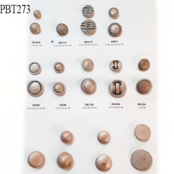 Plaque de 17 boutons effet argent vieilli bronze clair diamètre 11 à 30 mm pour création unique prix pour la plaque entière