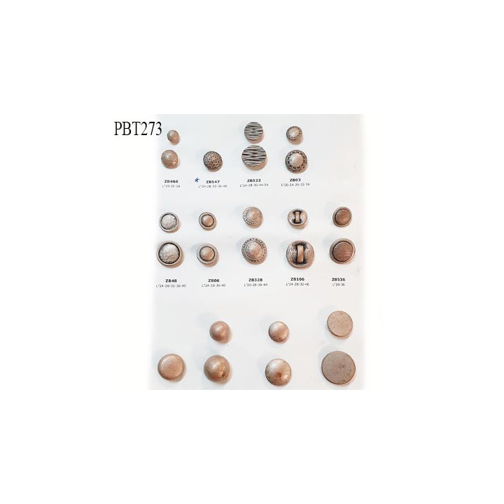 Plaque de 17 boutons effet argent vieilli bronze clair diamètre 11 à 30 mm pour création unique prix pour la plaque entière