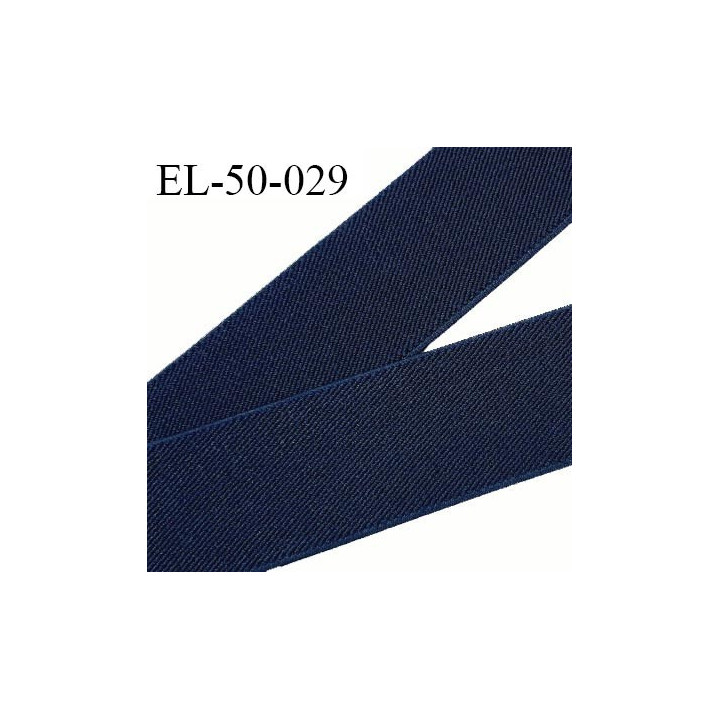 Elastique plat 50 mm couleur bleu marine brodé sur les bords bonne élasticité allongement +70% largeur 50 mm prix au mètre