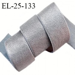 Elastique 25 mm lingerie haut de gamme couleur gris brillant bonne élasticité allongement +50% largeur 25 mm prix au mètre