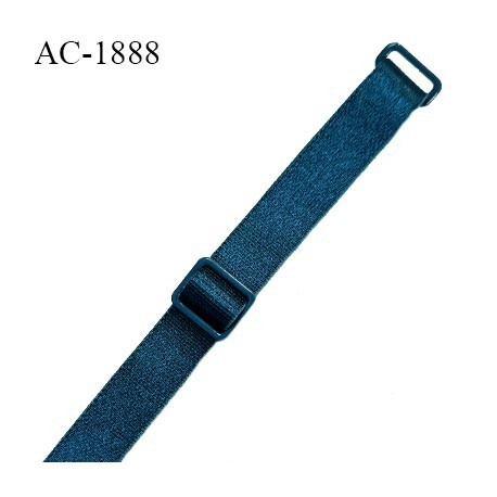 Bretelle lingerie SG 10 mm très haut de gamme couleur bleu canard brillant avec 2 barrettes  longueur 17 cm prix à l'unité