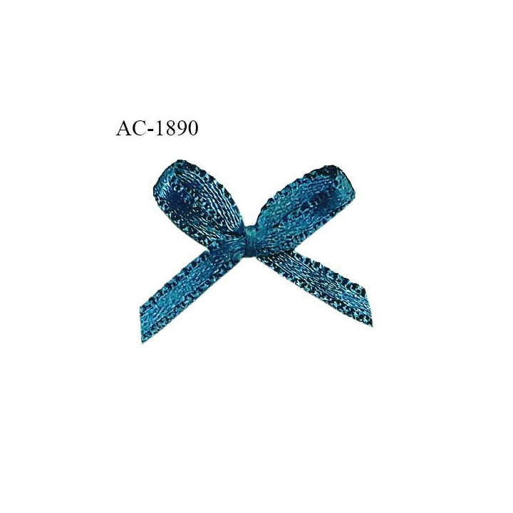 Noeud lingerie satin couleur bleu canard haut de gamme largeur 20 mm hauteur 20 mm prix à l'unité