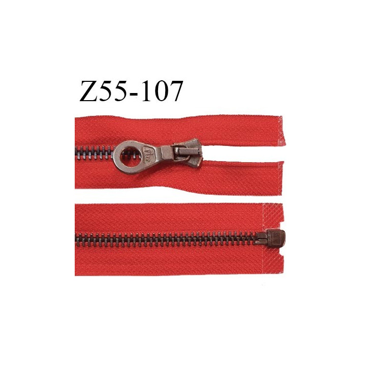 Fermeture séparable 46 cm haut de gamme RIRI couleur rouge glissière métal zip glissière couleur laiton longueur 46 cm