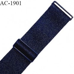 Bretelle lingerie SG 24 mm très haut de gamme couleur bleu marine brillant avec 2 barrettes longueur 18 cm prix à l'unité