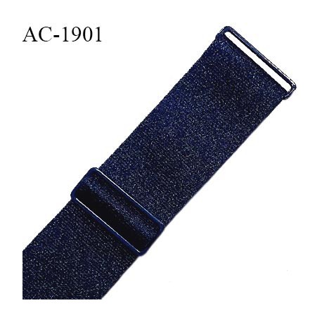 Bretelle lingerie SG 24 mm très haut de gamme couleur bleu marine brillant avec 2 barrettes longueur 18 cm prix à l'unité