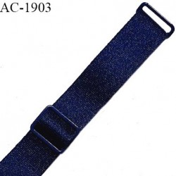 Bretelle lingerie SG 15 mm très haut de gamme couleur bleu marine brillant avec 2 barrettes longueur 24 cm prix à l'unité