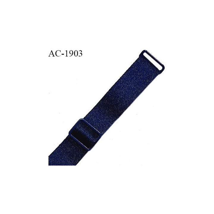 Bretelle lingerie SG 15 mm très haut de gamme couleur bleu marine brillant avec 2 barrettes longueur 24 cm prix à l'unité