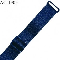 Bretelle lingerie SG 15 mm très haut de gamme couleur bleu gentiane brillant avec 2 barrettes longueur 24 cm prix à l'unité