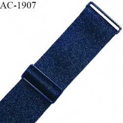 Bretelle lingerie SG 18 mm très haut de gamme couleur bleu gentiane brillant avec 2 barrettes longueur 22 cm prix à l'unité