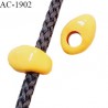 Perle en pvc couleur jaune longueur 15 mm largeur 10 mm pour cordon de 3 mm de diamètre prix à l'unité