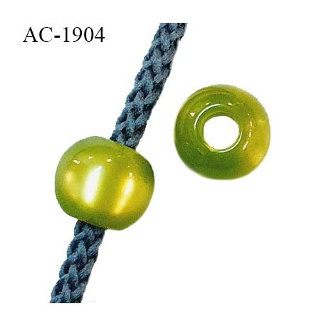Perle stop cordon couleur vert diamètre 14 mm pour cordon de 3 mm de diamètre prix à l'unité