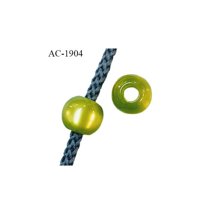 Perle stop cordon couleur vert diamètre 14 mm pour cordon de 3 mm de diamètre prix à l'unité