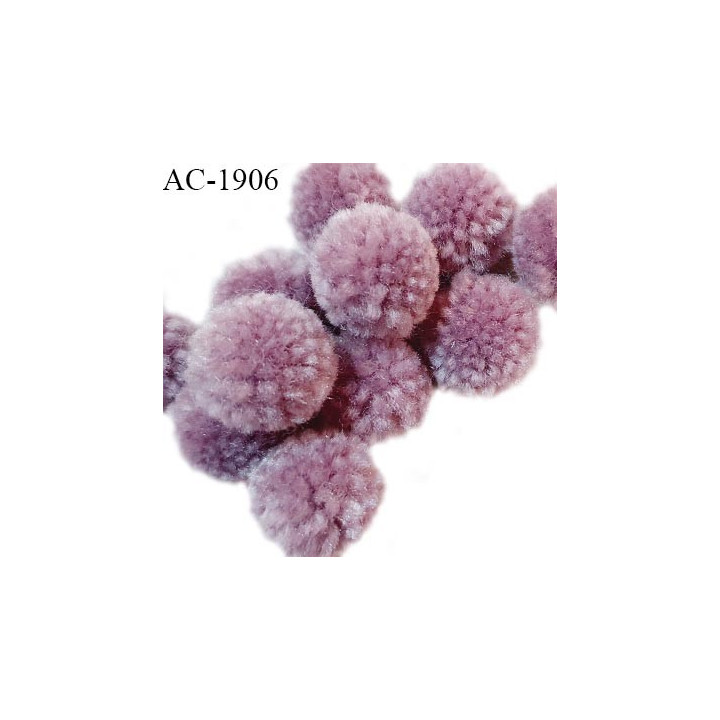 Pompon décor couleur mauve diamètre 20 mm prix à la pièce