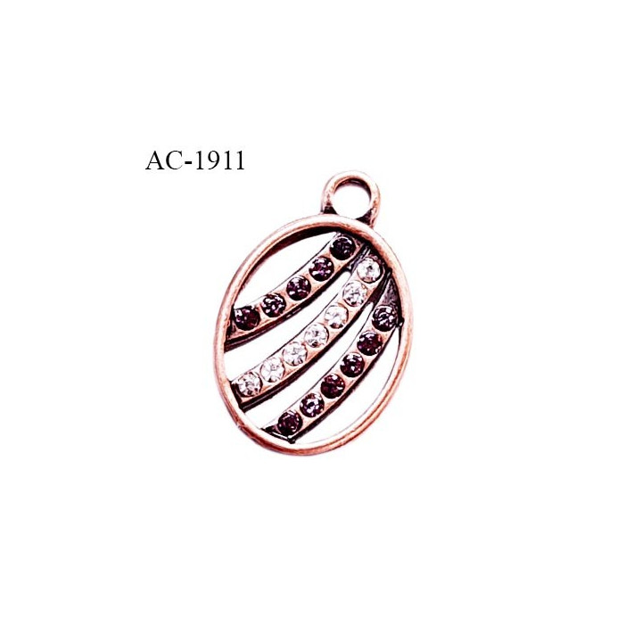 Bijou décor pendentif lingerie et autres couleur cuivre avec strass violet et blanc hauteur 18 mm largeur 11 mm prix à la pièce