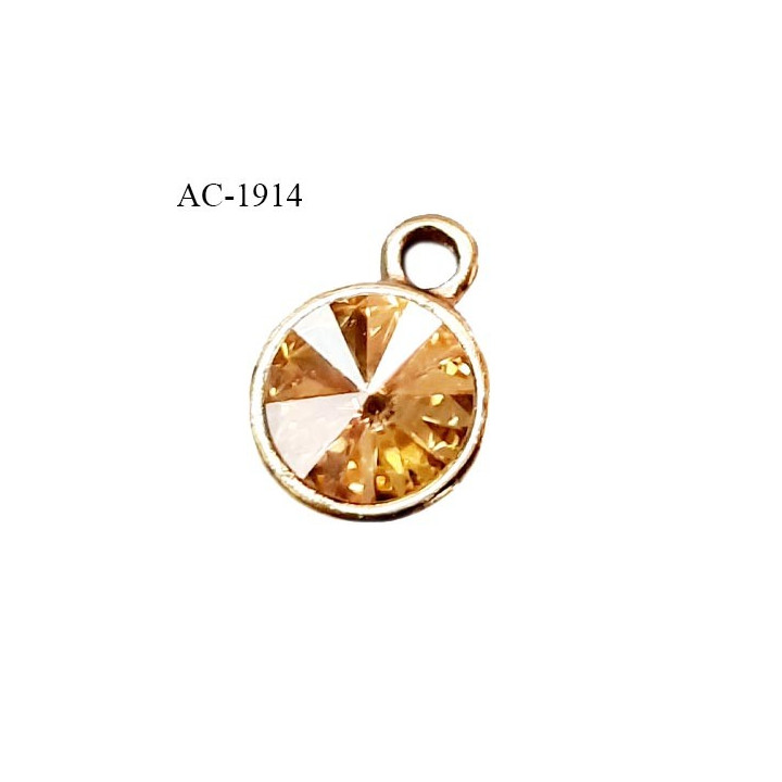 Bijou décor pendentif lingerie et autres couleur doré avec strass orange clair diamètre 8 mm prix à la pièce
